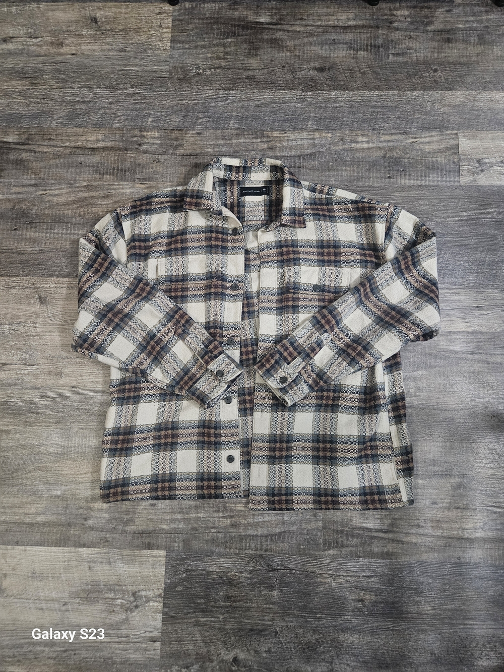 Abercrombie & Fitch Men's Plaid Shirt Jacket in Cream, Blue & Brown
